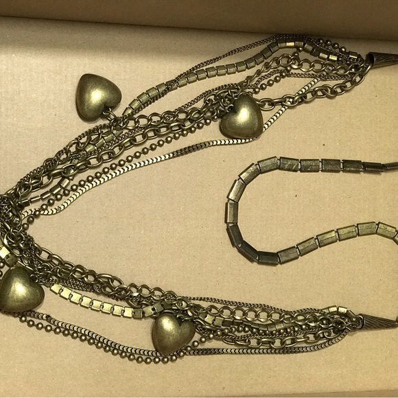 Vintage Brass Multilayered  Gold ToneLong Necklace - Picture 5 of 10